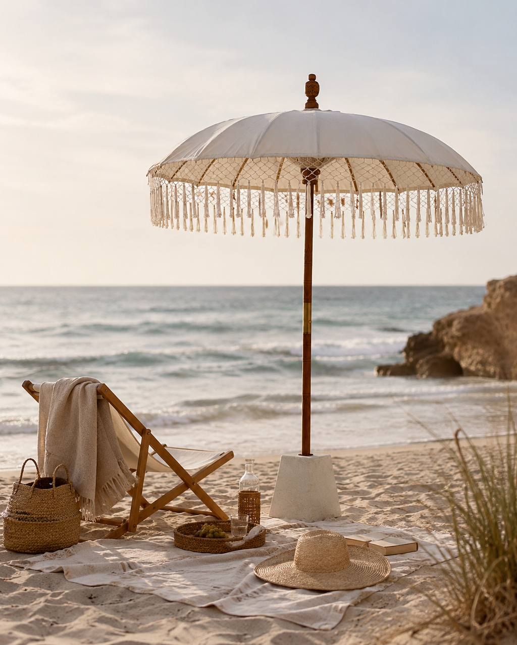 Boho beige parasol