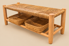 Zeegras bankje met houten frame 100cm