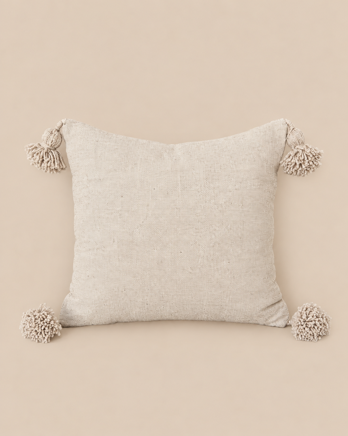 Pompon Kissen Sandfarben 35x35cm