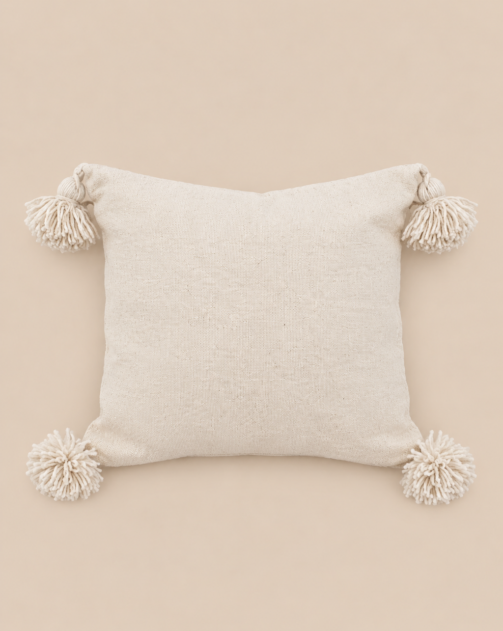 Pompom Kussen Wit 35x35cm