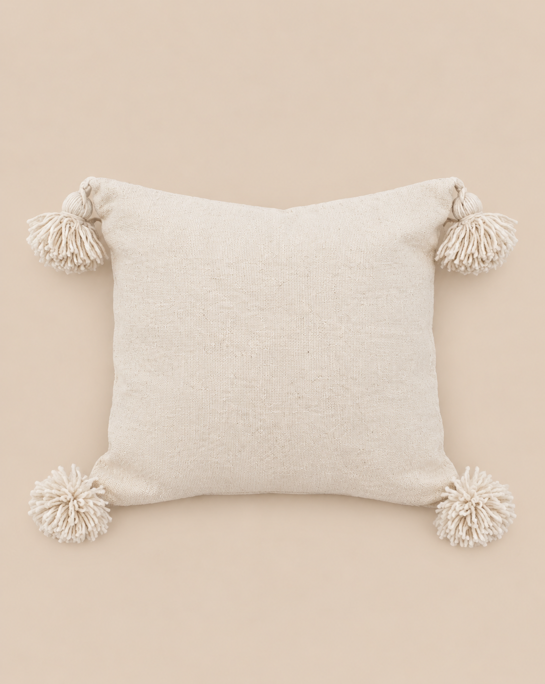Pompom Kissen Weiß 35x35cm