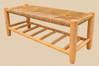 Zeegras bankje met houten frame 100cm