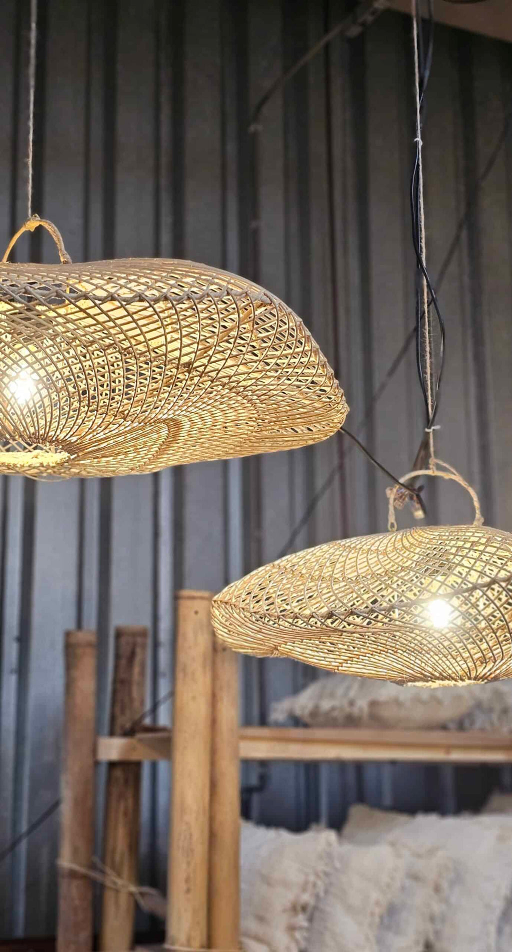 Rotan wand- of hanglamp 60cm