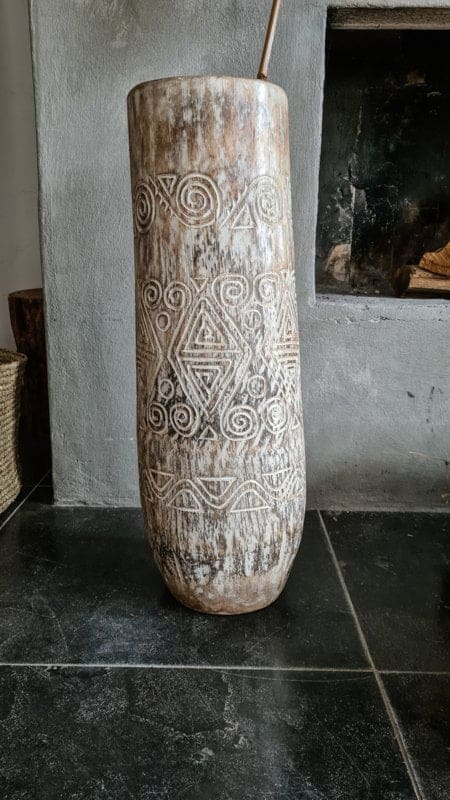Boho Palmvaas White Carved