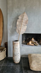 Boho Palmvaas White Carved