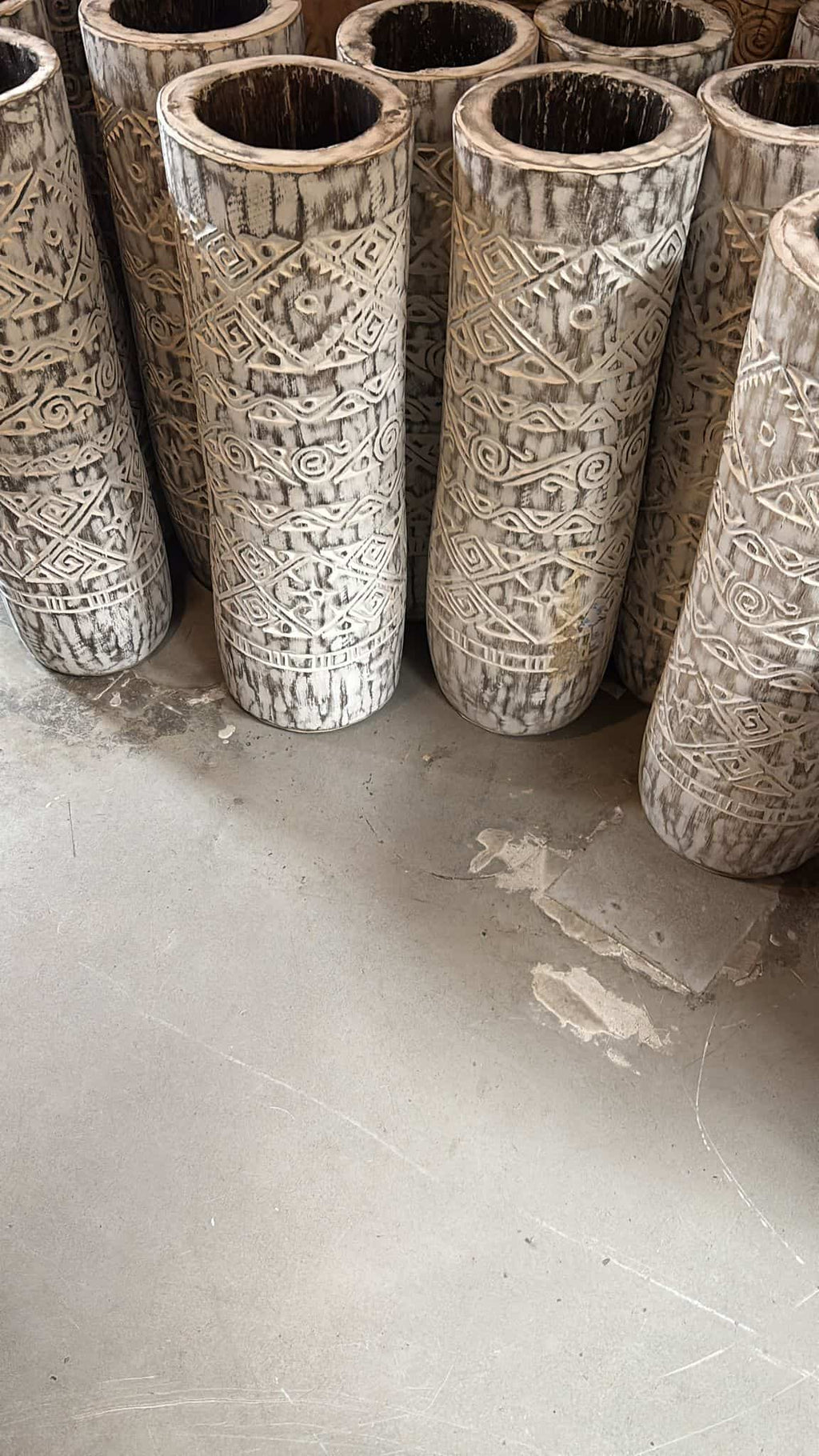 Boho Palmvaas White Carved