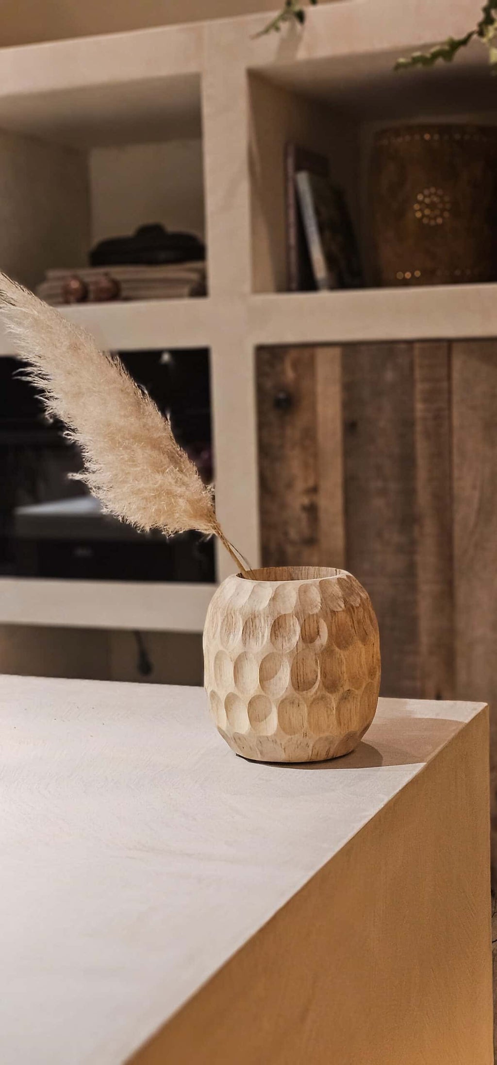 Houten vaas buts 20cm