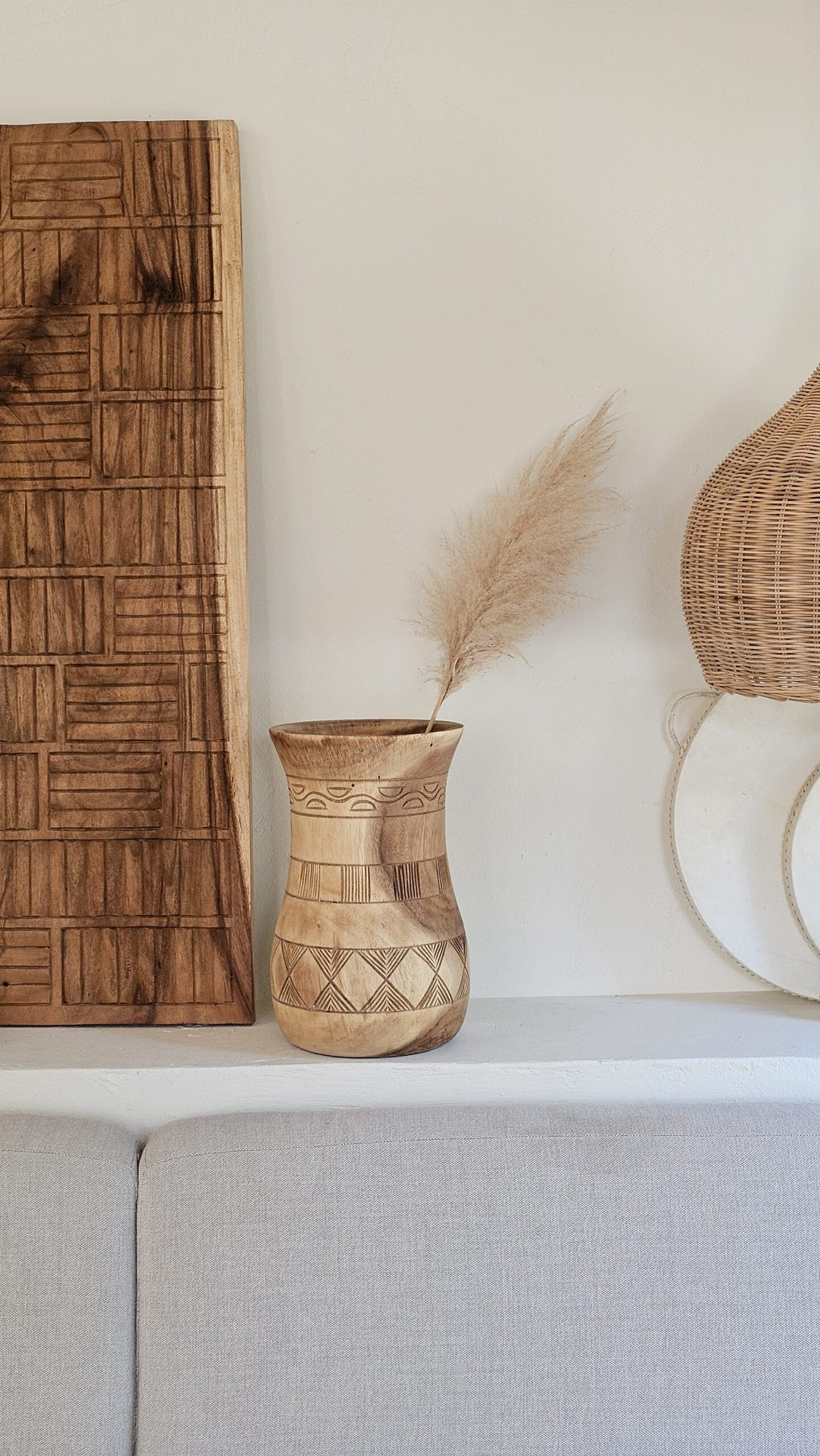 Suar vaas met carving 40cm