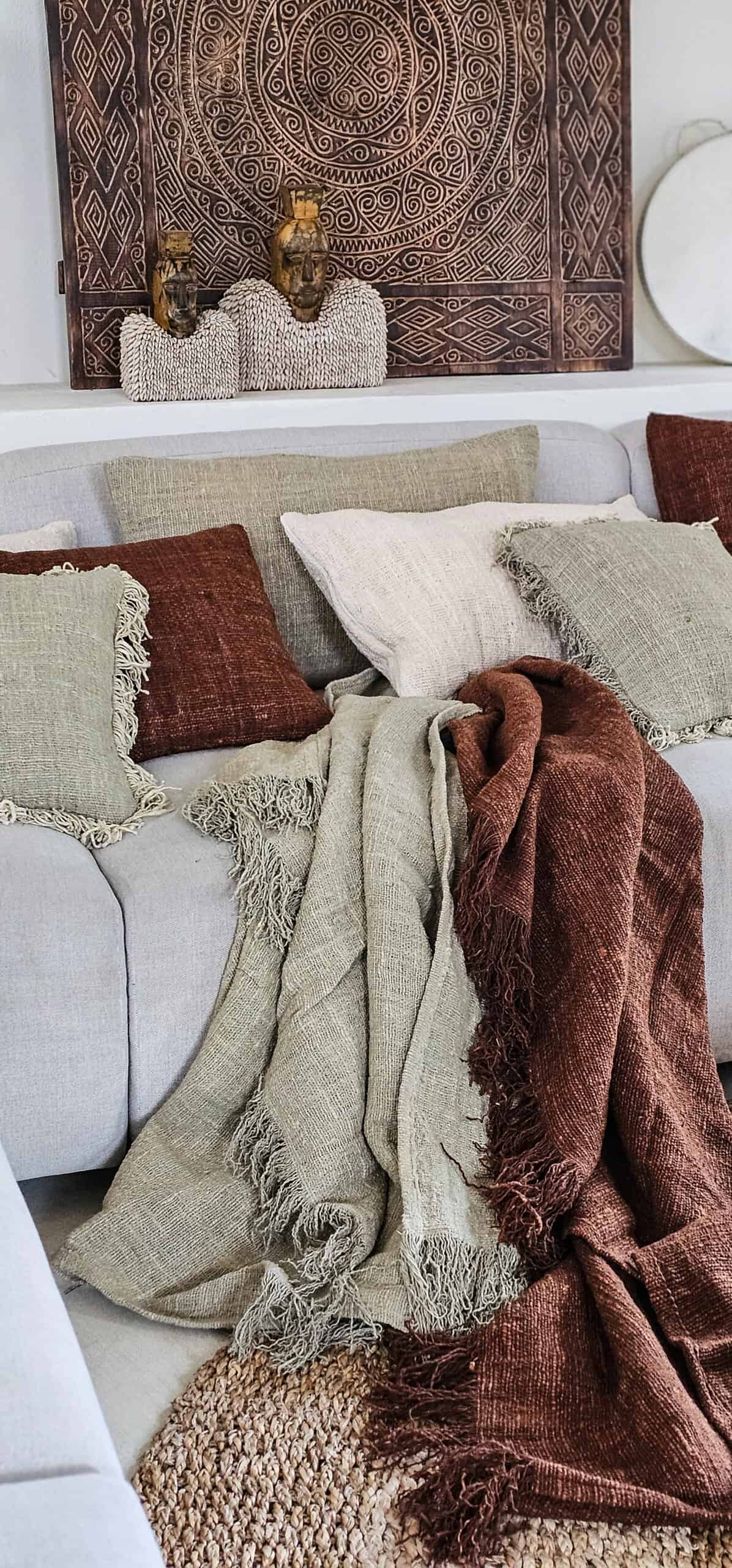 Linnen kussen olijfgroen 40x70cm