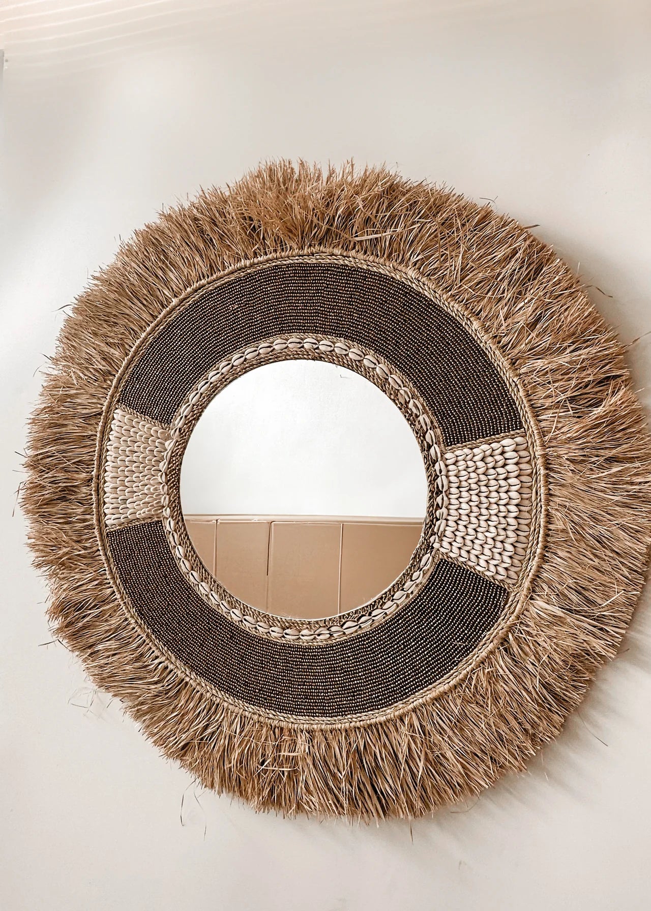 Spiegel Raffia donker 80cm