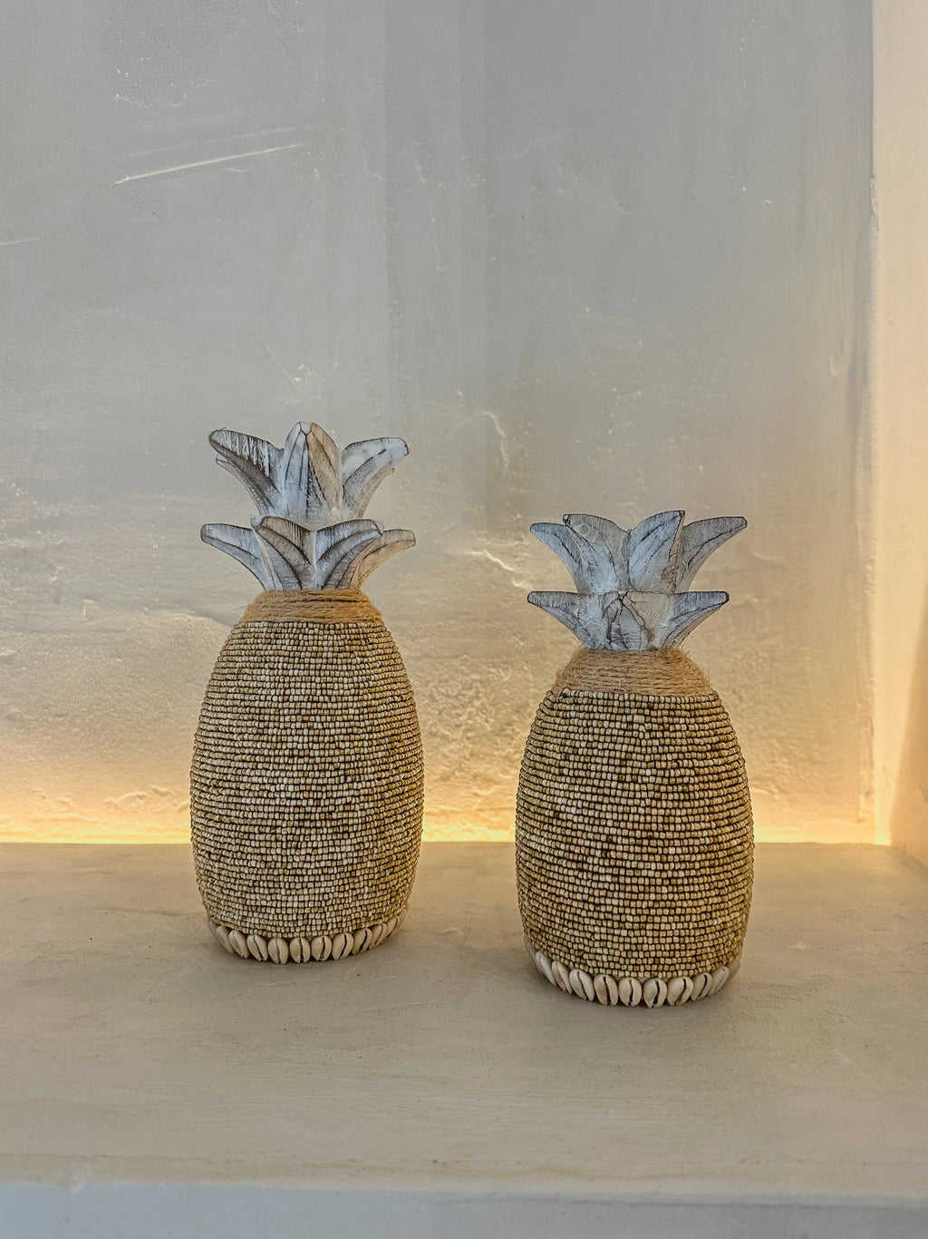 Houten ananas met glaskralen