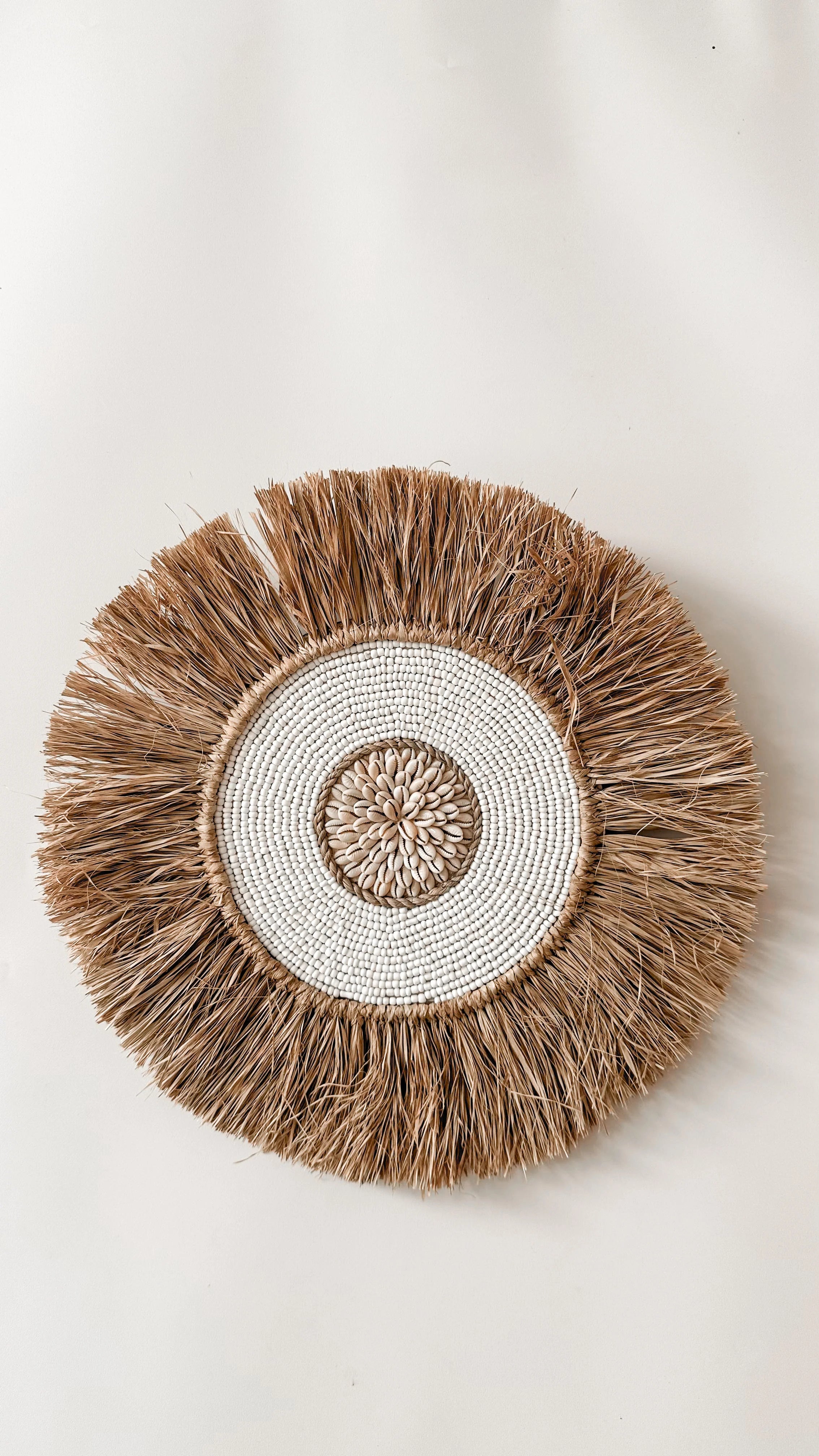 Wanddecoratie Raffia wit