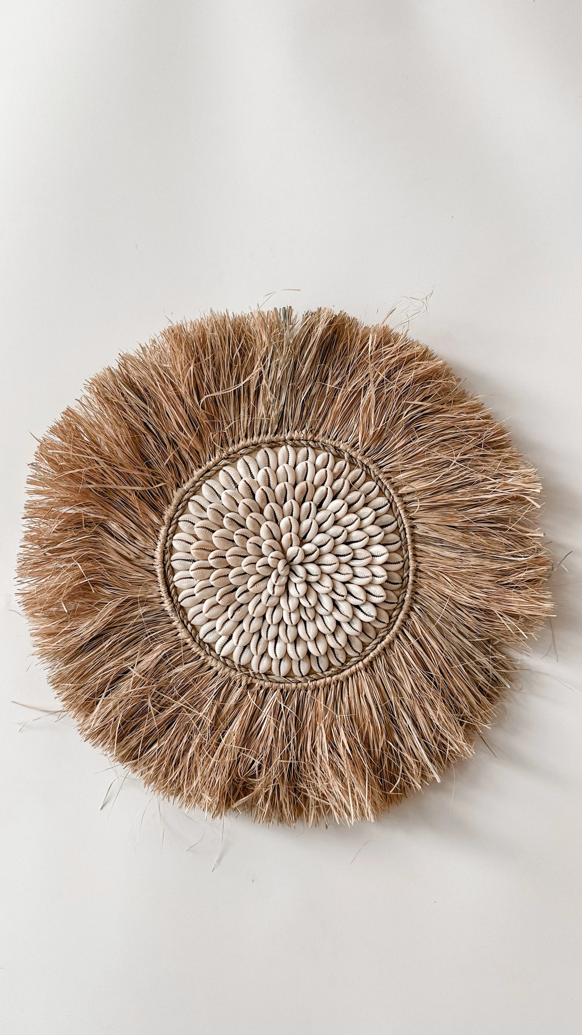 Wanddecoratie Raffia schelpen