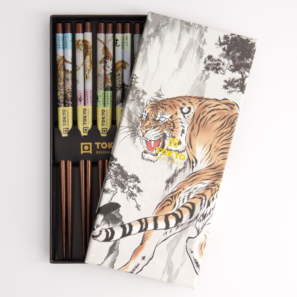 Chopstick giftset met tijger motief, stijlvol en uniek cadeau