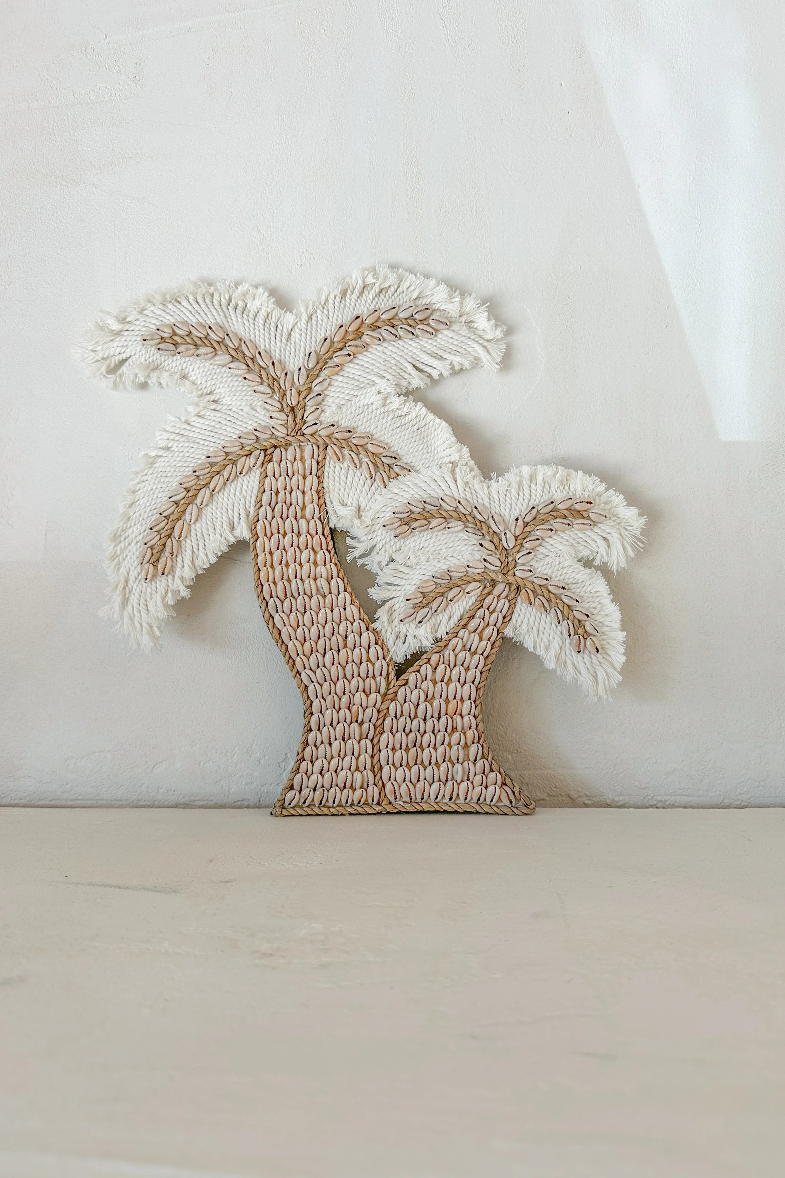 Wanddecoratie met palmbomen van macramé, handgemaakt bohemian interieurobject