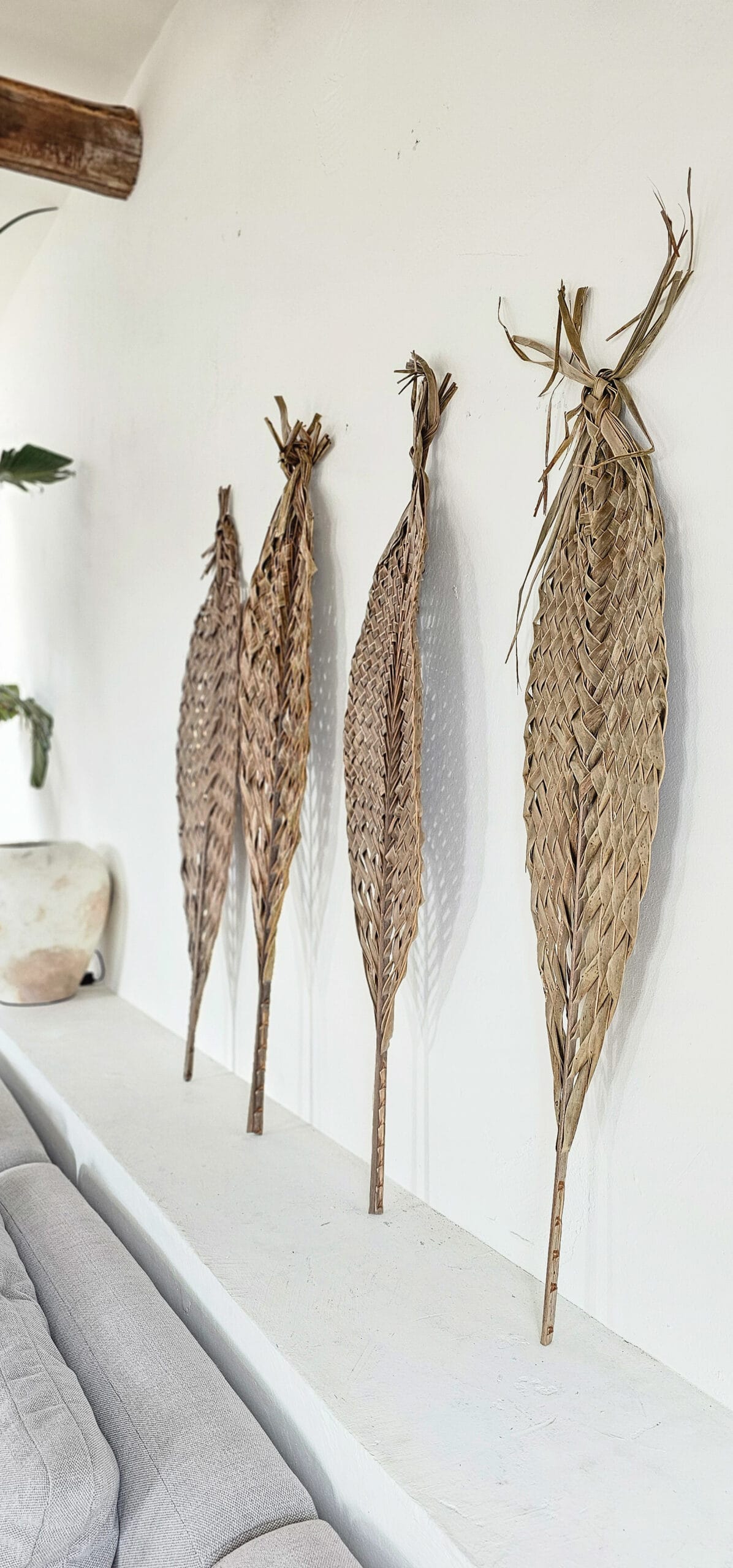 Groot gevlochten leaf decoratiestuk van natuurlijke materialen, handgemaakt