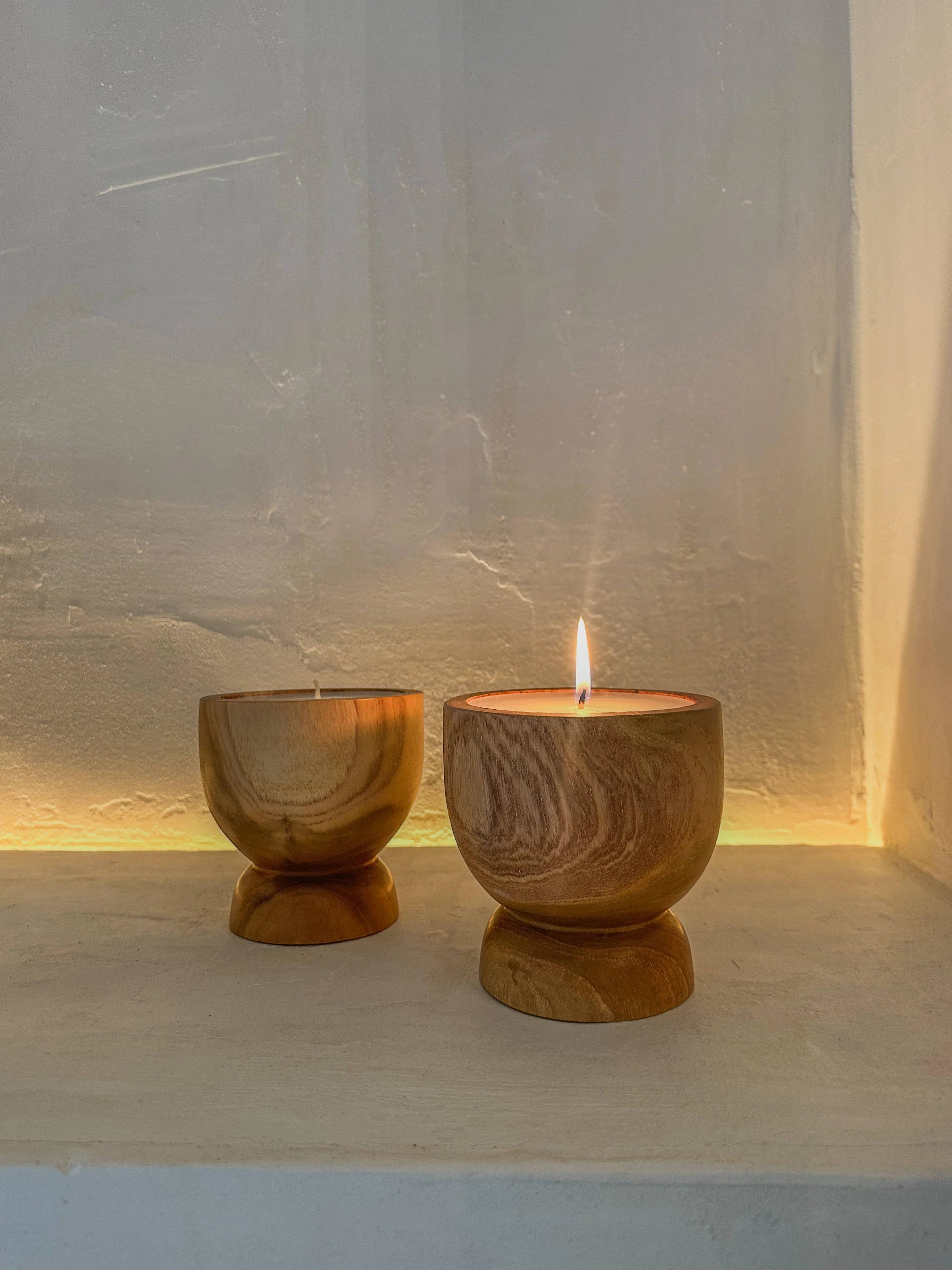 Teak houten kaars