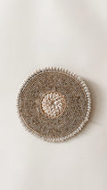 Wanddecoratie schelpen en glaskralen bruin
