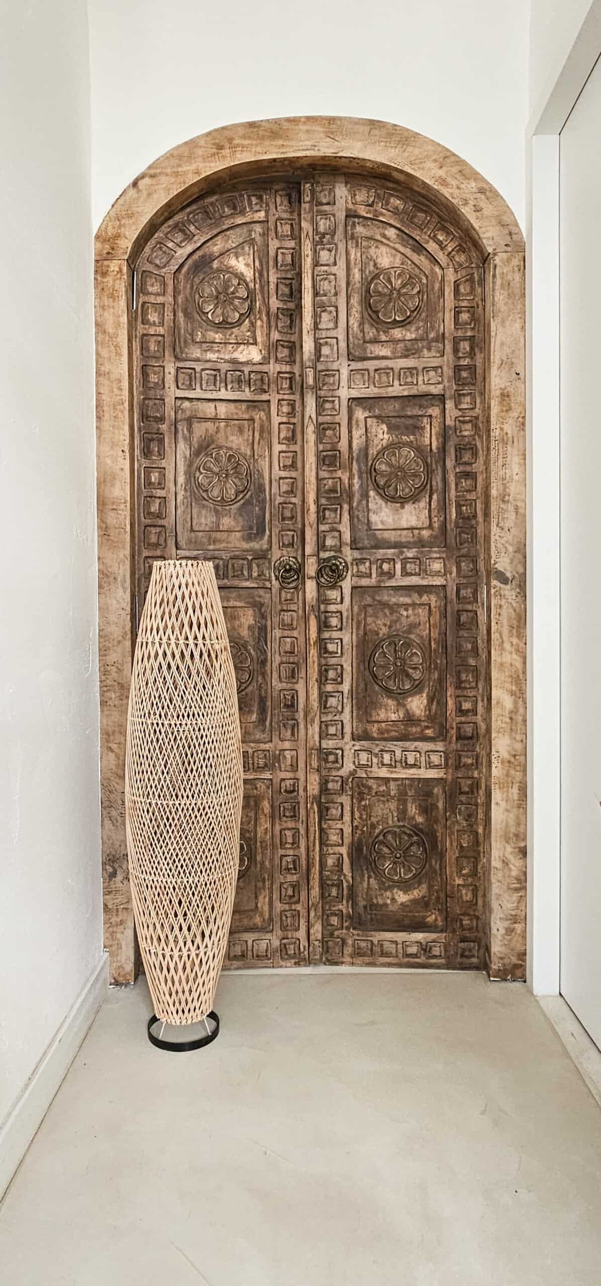 Staande open rotan lamp