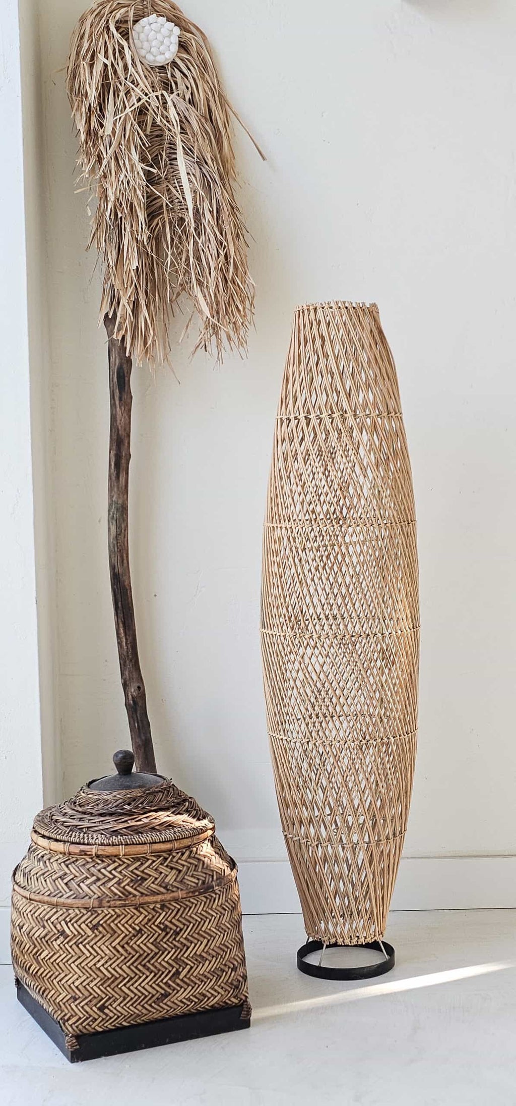 Staande open rotan lamp