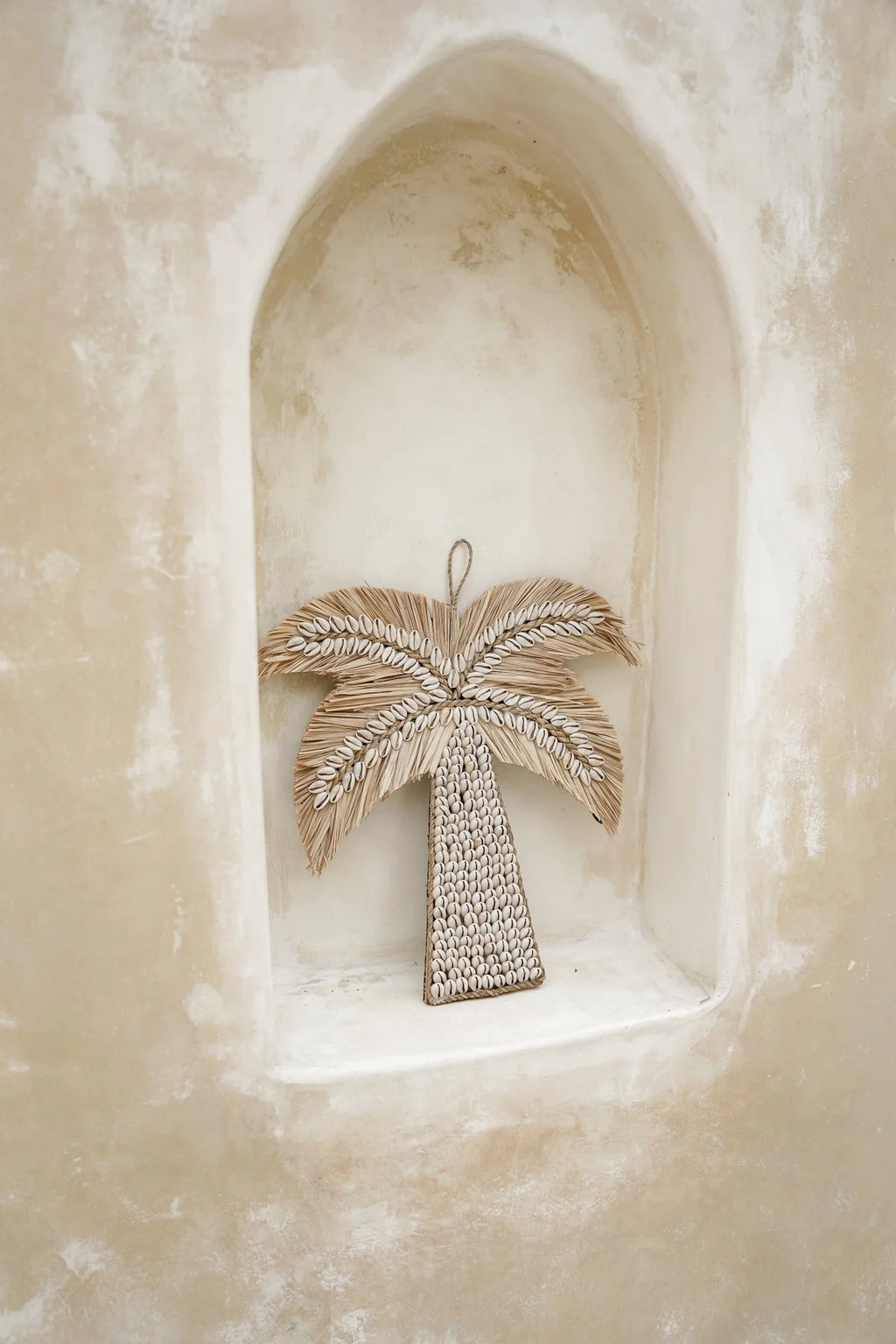 Wanddecoratie raffia palmboom