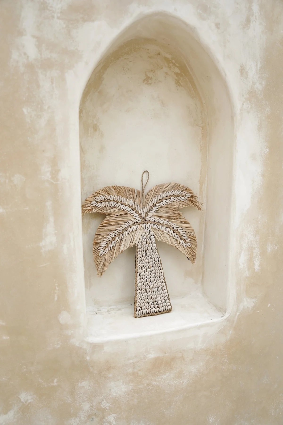 Wanddecoratie raffia palmboom