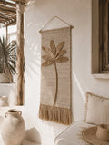 Wanddecoratie raffia palmboom