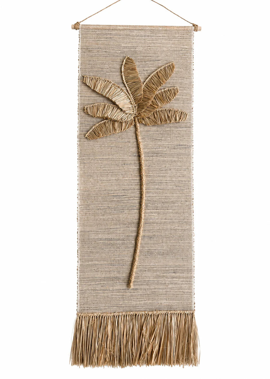 Wanddecoratie raffia palmboom
