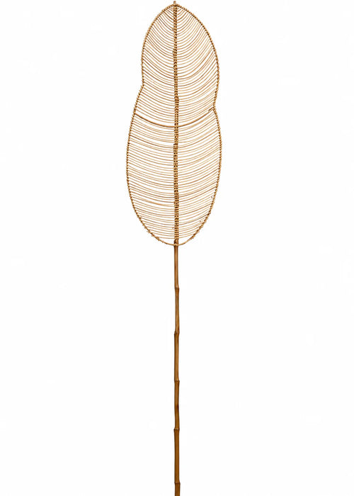 Groot decoratief bamboe blad op stok 200 cm, naturel, bohemian coastal Japandi interieur