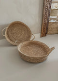 Met de hand gevlochten raffia mand uit Indonesie 35x10cm