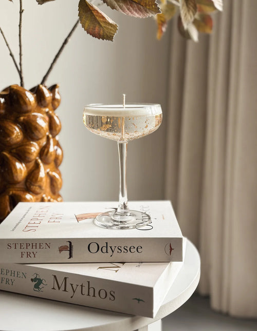 Champagne Cocktailkaars, handgemaakte kaars in glas