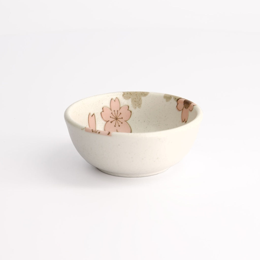 Japans Sausbakje met Sakura elegantie, wit sausbakje met roze sakura bloemetjes