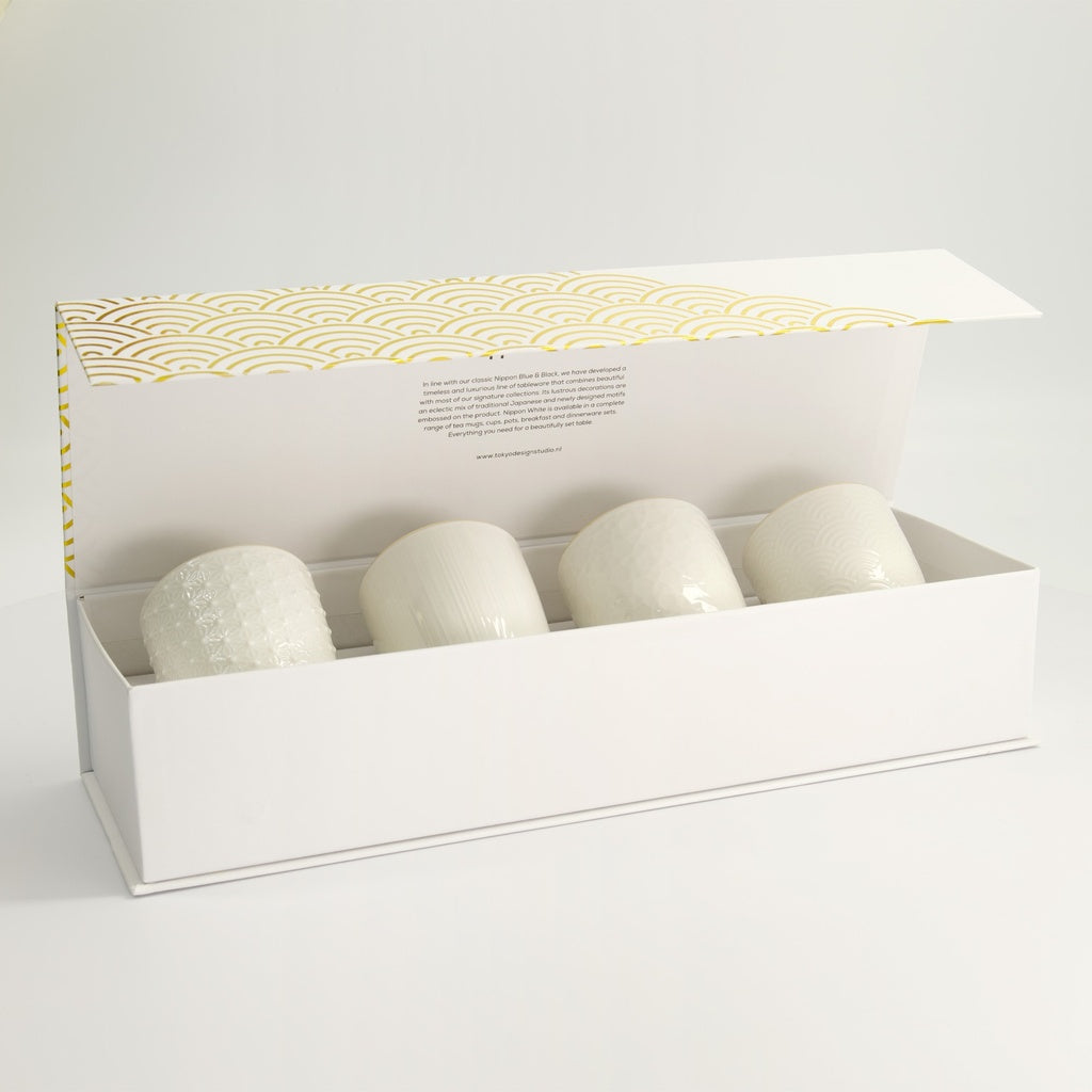 White & Gold Cup Set 4pcs