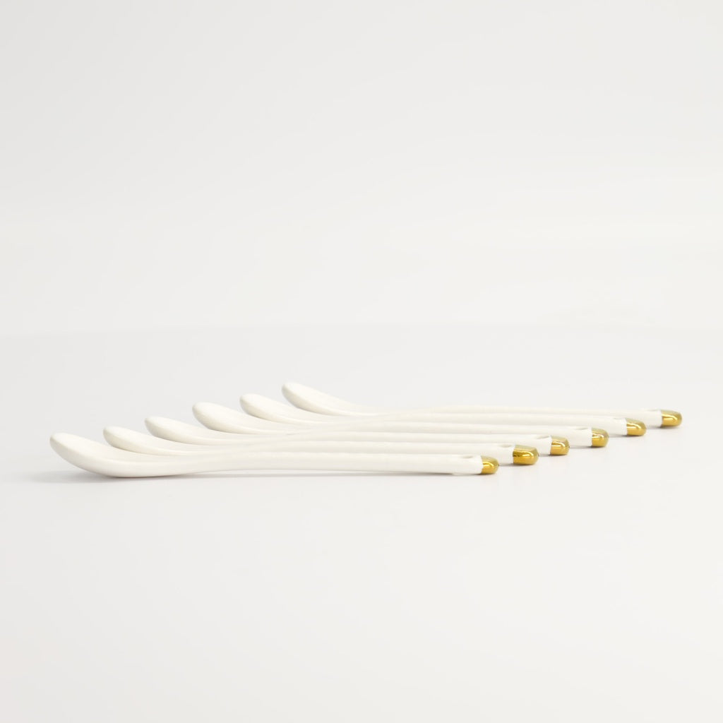White & Gold Spoon Set 6pcs